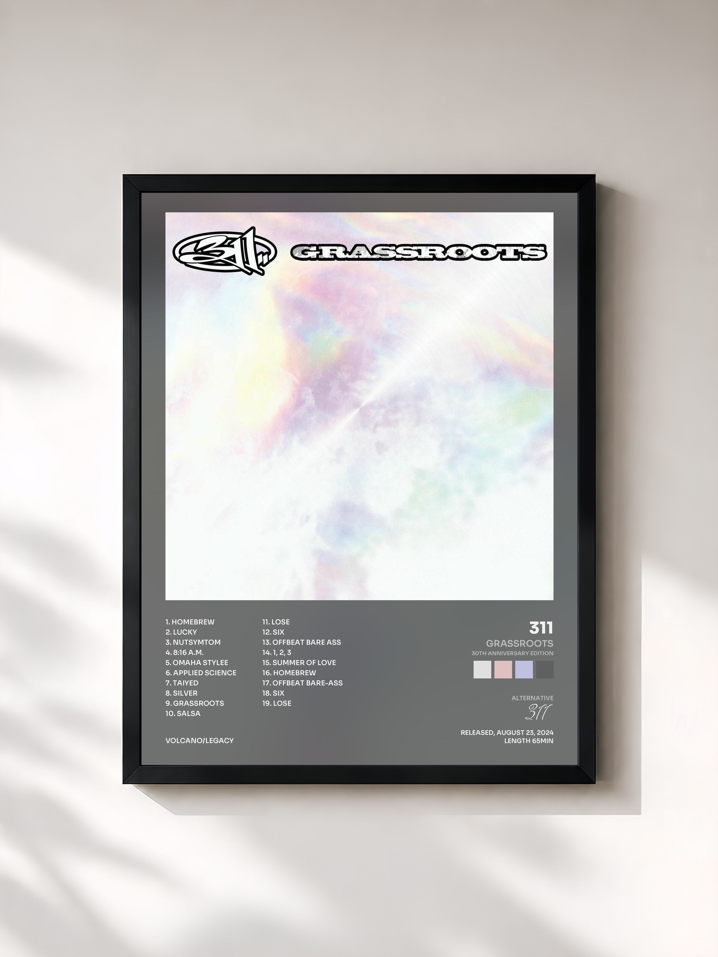 #noir Tableau de l'album Grassroots (30th Anniversary Edition) de 311, cadre noir, imprimé et encadré en France