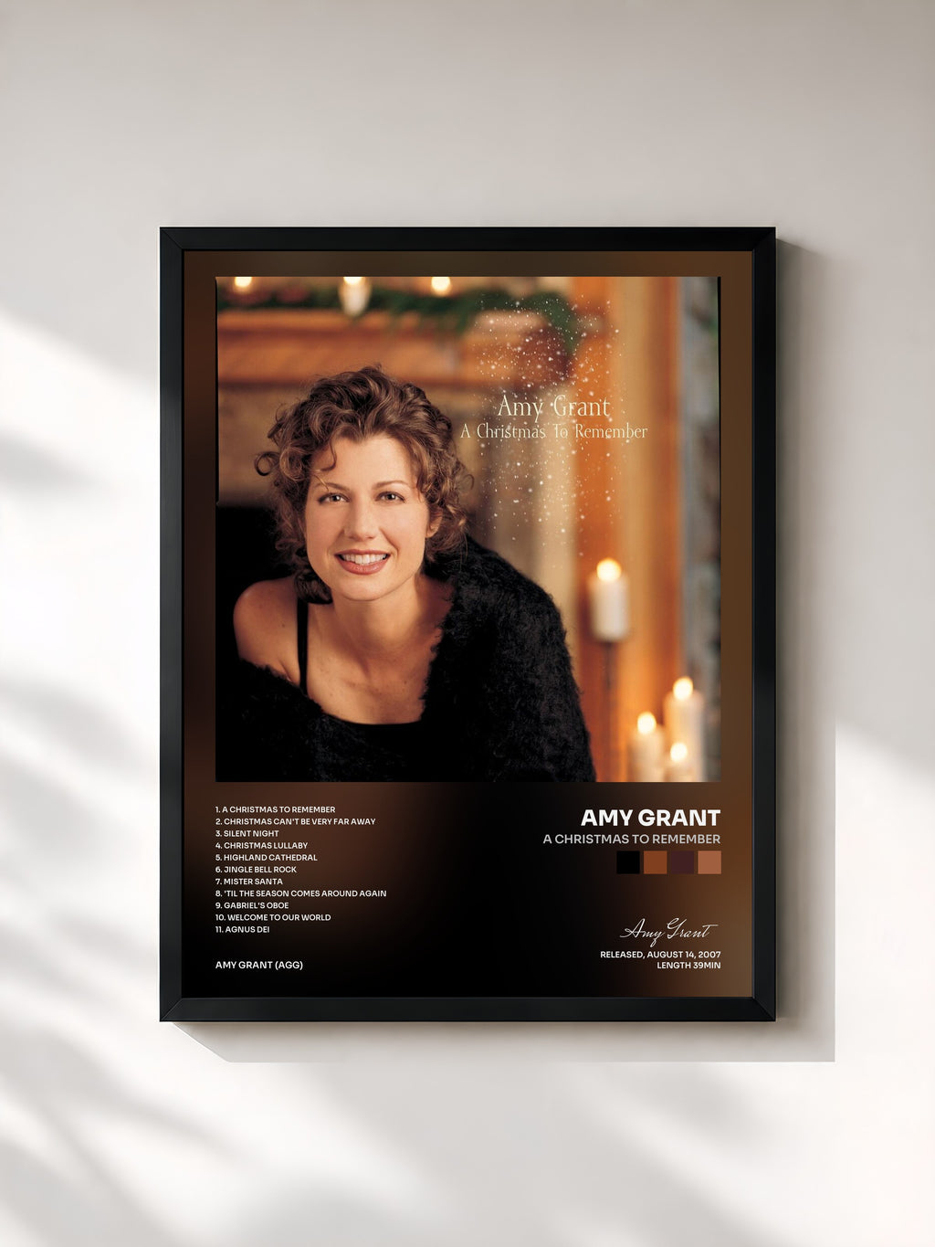 #noir Tableau de l'album A Christmas To Remember de Amy Grant, cadre noir, imprimé et encadré en France