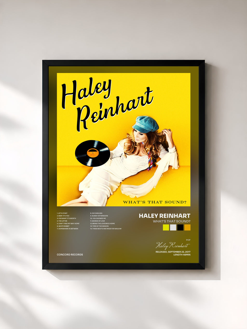 #noir Tableau de l'album What's That Sound? de Haley Reinhart, cadre noir, imprimé et encadré en France