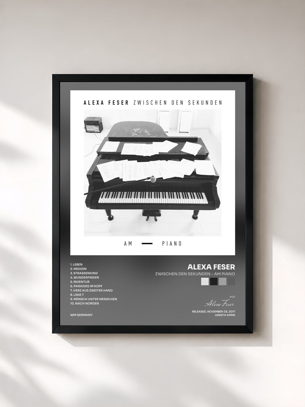 #noir Tableau de l'album Zwischen den Sekunden - Am Piano de Alexa Feser, cadre noir, imprimé et encadré en France