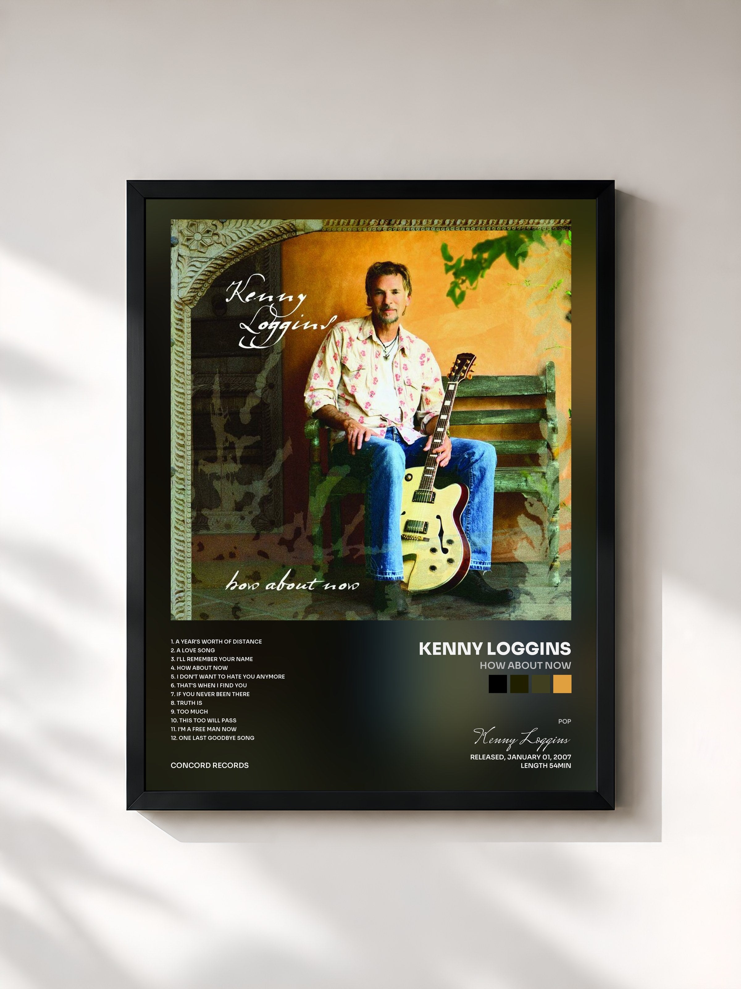 #noir Tableau de l'album How About Now de Kenny Loggins, cadre noir, imprimé et encadré en France
