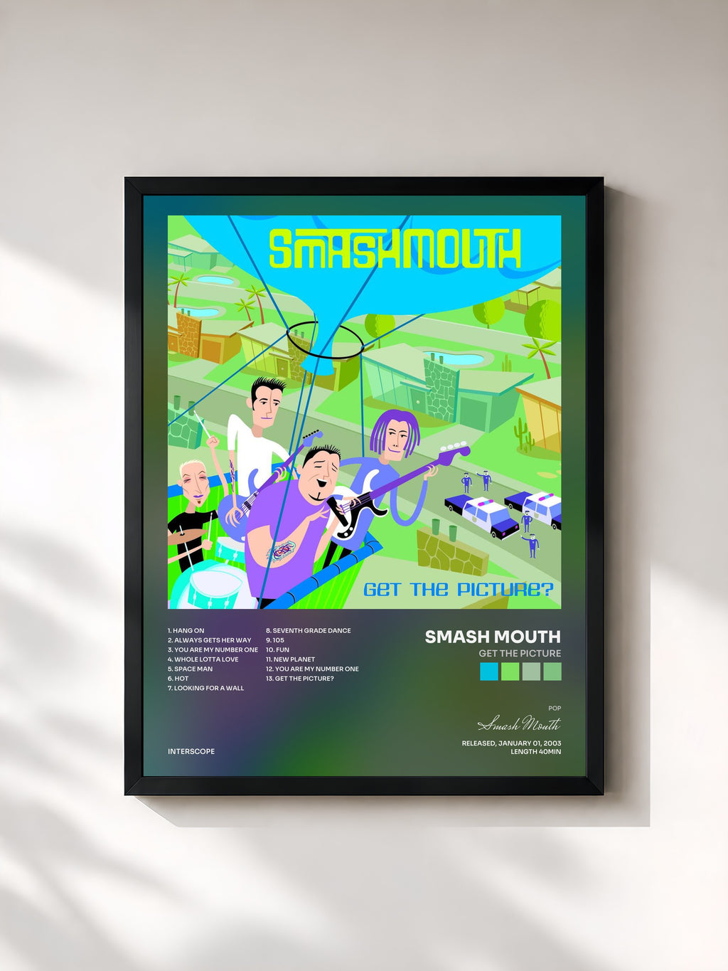 #noir Tableau de l'album Get The Picture de Smash Mouth, cadre noir, imprimé et encadré en France