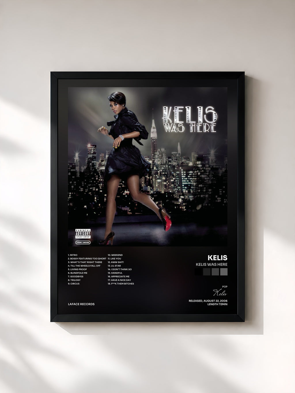 #noir Tableau de l'album Kelis Was Here de Kelis, cadre noir, imprimé et encadré en France
