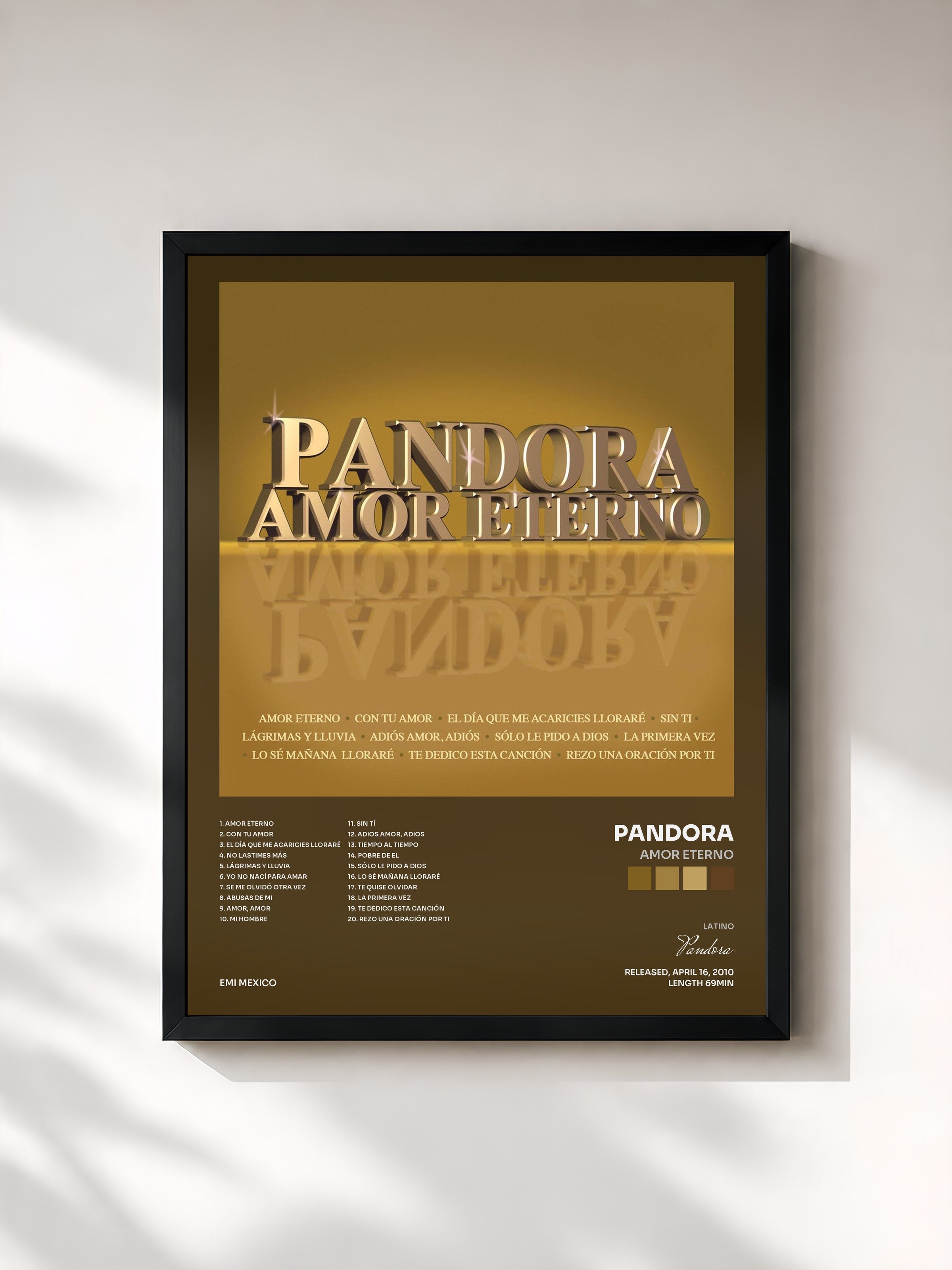 #noir Tableau de l'album Amor Eterno de Pandora, cadre noir, imprimé et encadré en France