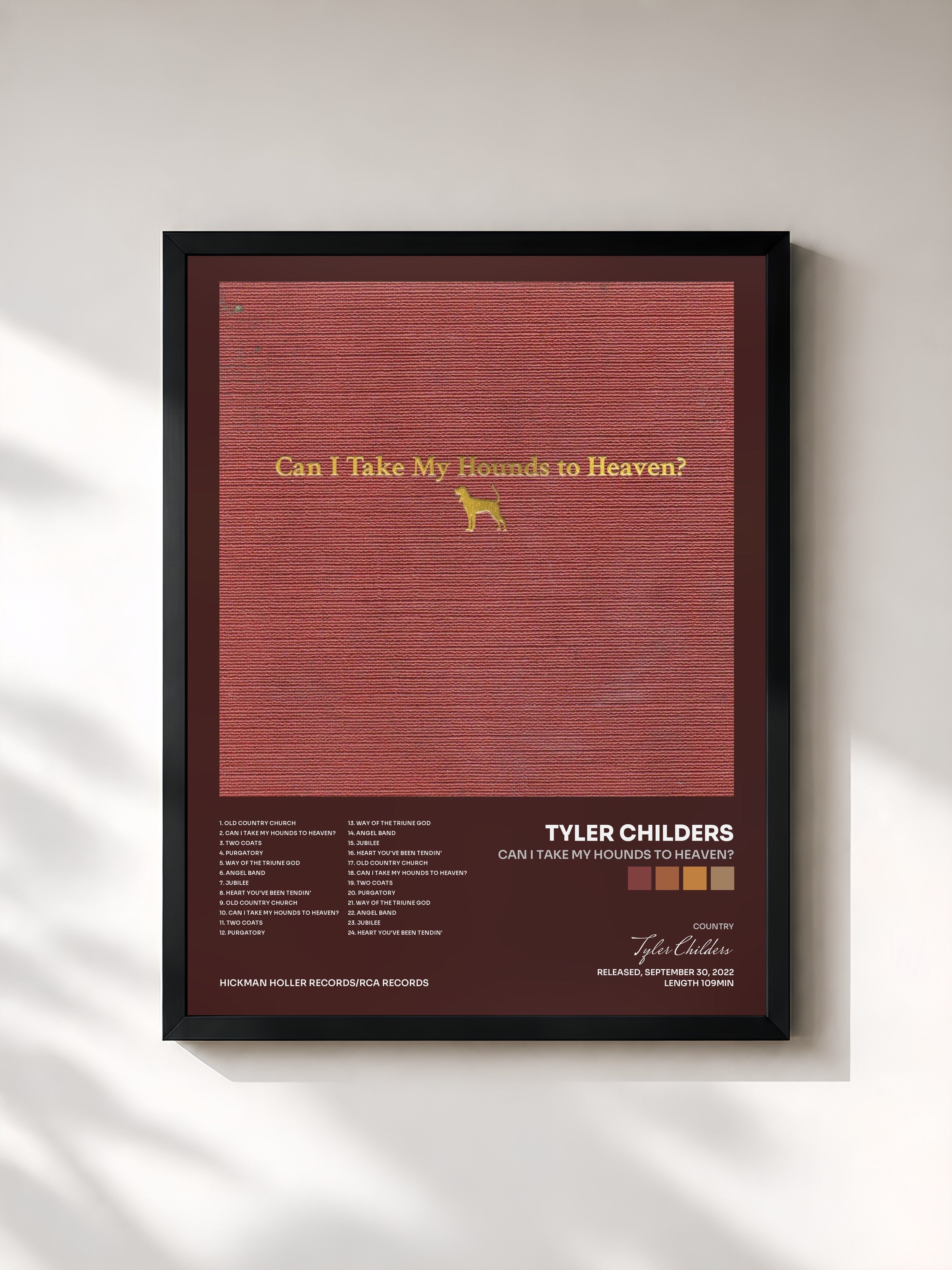 #noir Tableau de l'album Can I Take My Hounds to Heaven? de Tyler Childers, cadre noir, imprimé et encadré en France