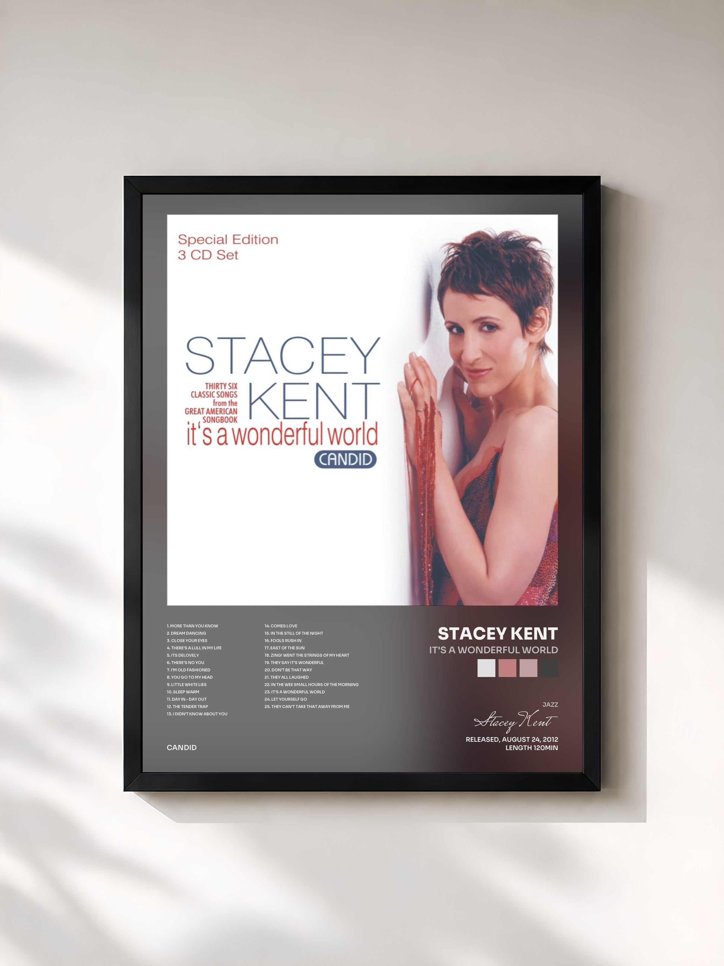 #noir Tableau de l'album It's A Wonderful World de Stacey Kent, cadre noir, imprimé et encadré en France