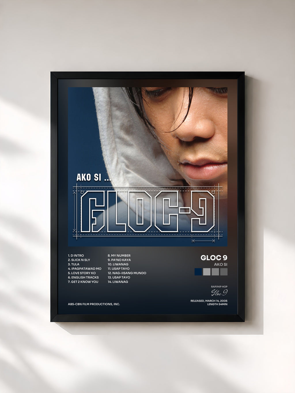 #noir Tableau de l'album Ako Si de Gloc 9, cadre noir, imprimé et encadré en France