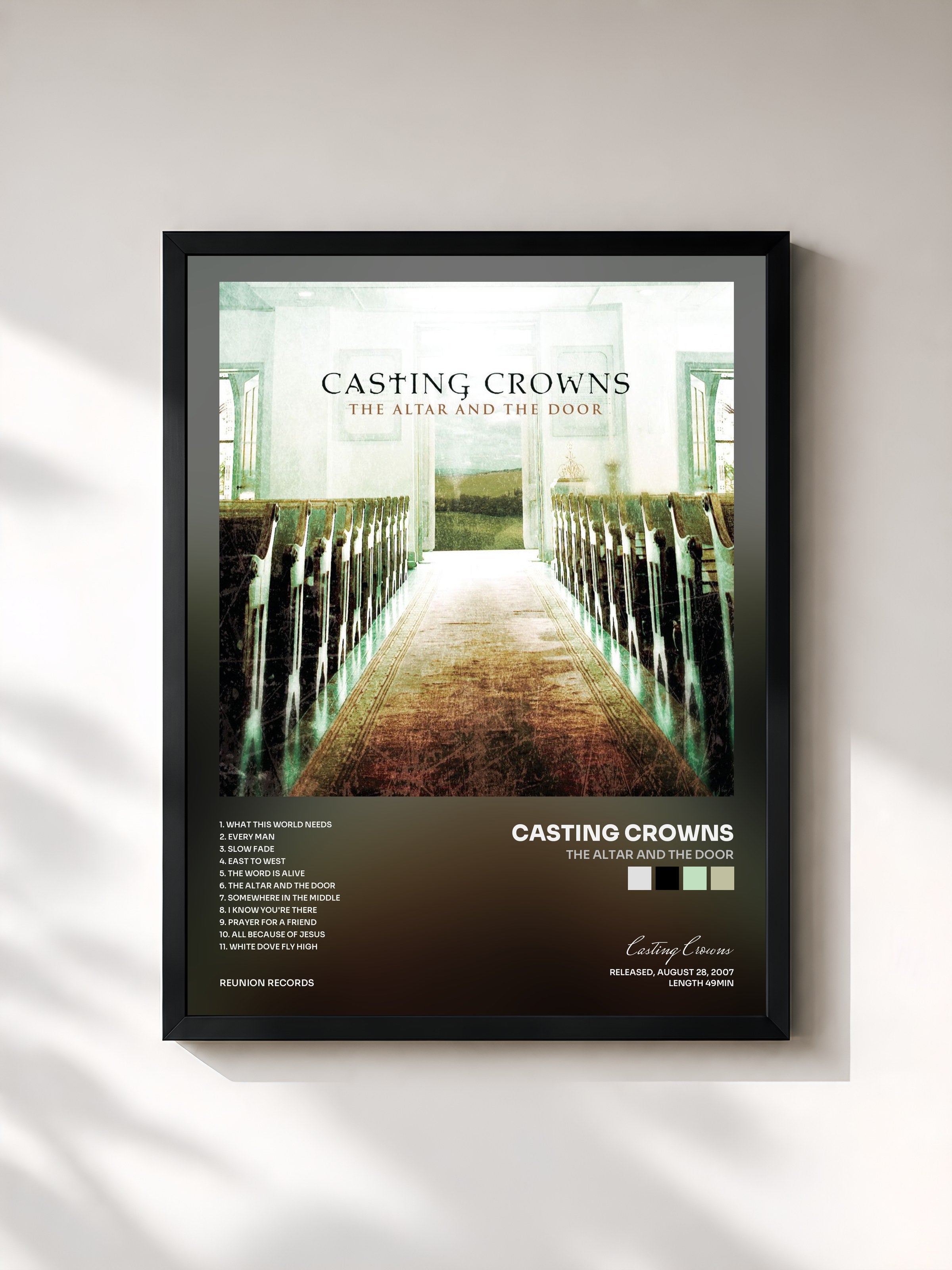#noir Tableau de l'album The Altar and The Door de Casting Crowns, cadre noir, imprimé et encadré en France