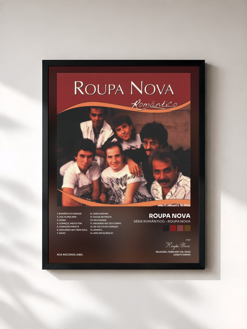 #noir Tableau de l'album Série Romântico - Roupa Nova de Roupa Nova, cadre noir, imprimé et encadré en France