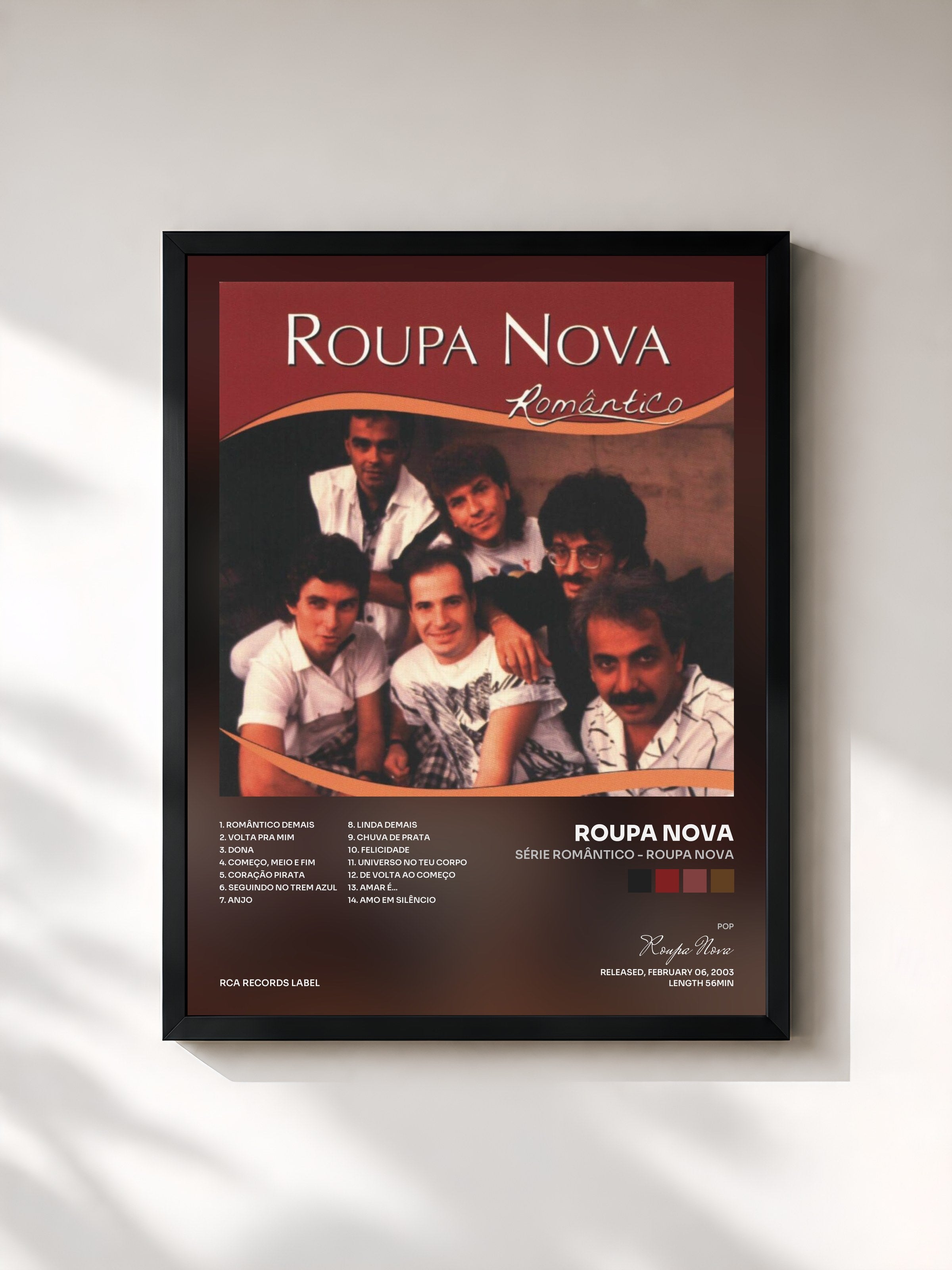 #noir Tableau de l'album Série Romântico - Roupa Nova de Roupa Nova, cadre noir, imprimé et encadré en France