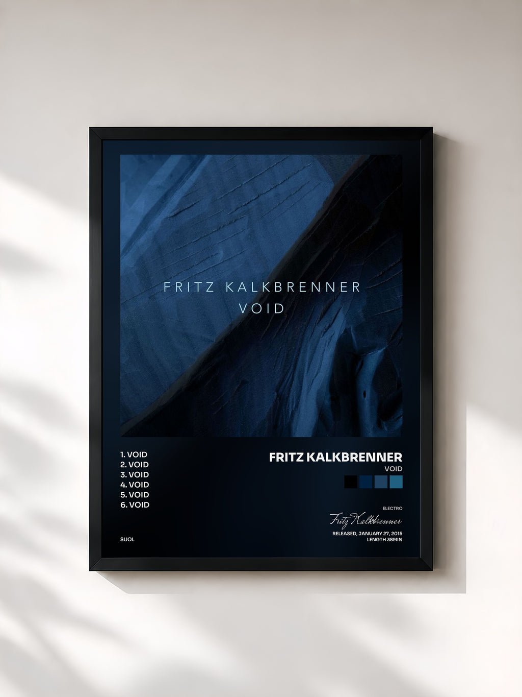 #noir Tableau de l'album Void de Fritz Kalkbrenner, cadre noir, imprimé et encadré en France