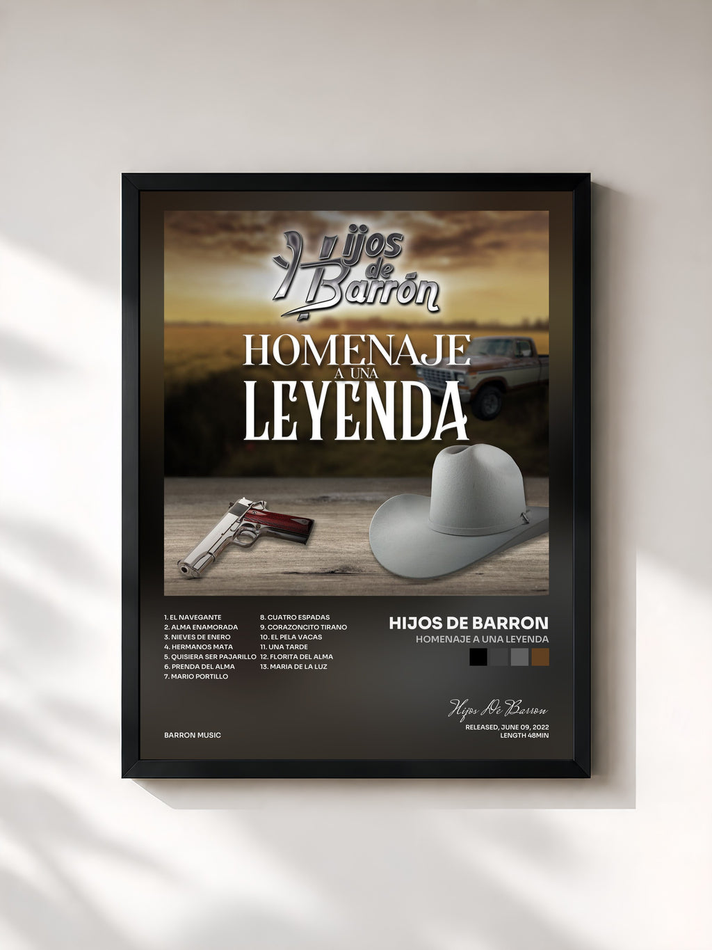 #noir Tableau de l'album Homenaje a una Leyenda de Hijos De Barron, cadre noir, imprimé et encadré en France