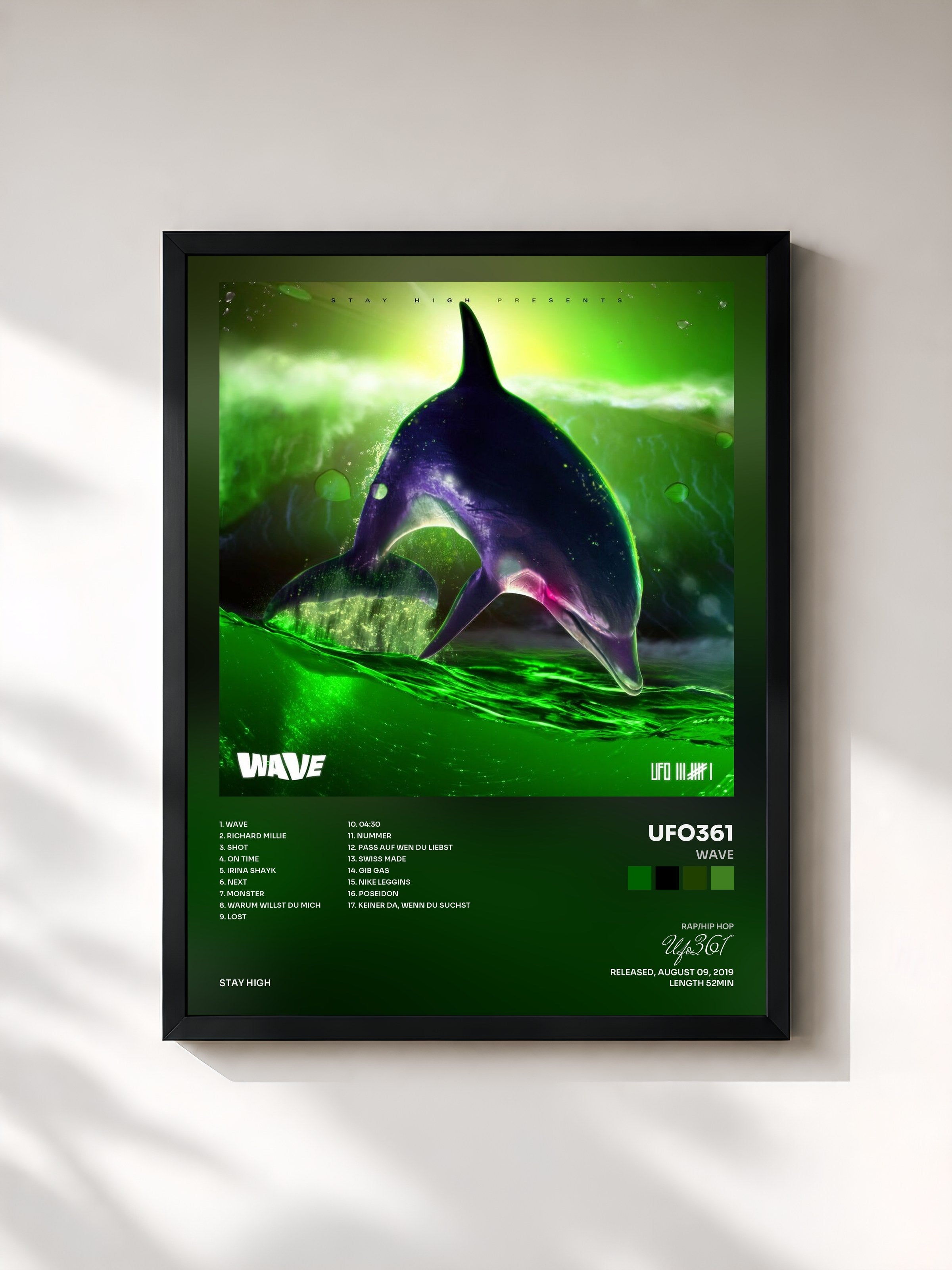 #noir Tableau de l'album WAVE de Ufo361, cadre noir, imprimé et encadré en France