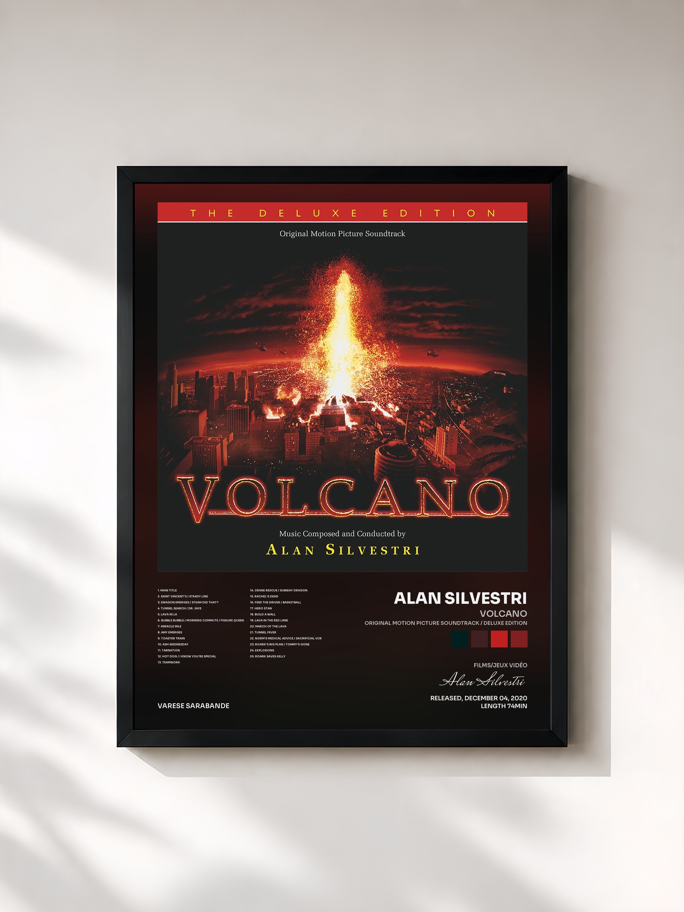 #noir Tableau de l'album Volcano (Original Motion Picture Soundtrack / Deluxe Edition) de Alan Silvestri, cadre noir, imprimé et encadré en France