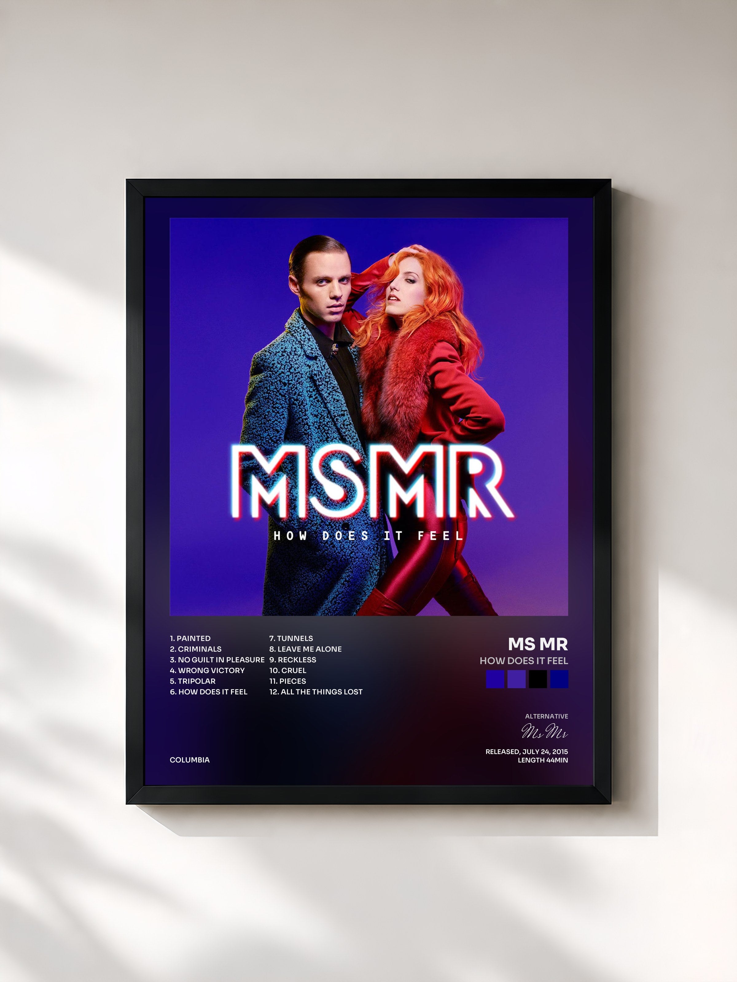 #noir Tableau de l'album How Does It Feel de Ms Mr, cadre noir, imprimé et encadré en France