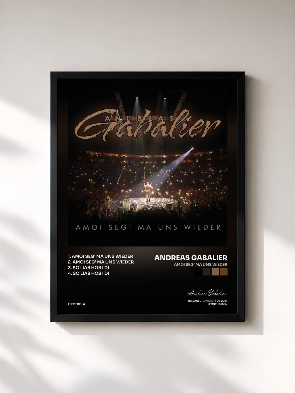 #noir Tableau de l'album Amoi seg' ma uns wieder de Andreas Gabalier, cadre noir, imprimé et encadré en France