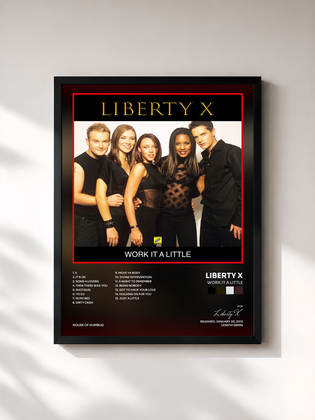 #noir Tableau de l'album Work It A Little de Liberty X, cadre noir, imprimé et encadré en France