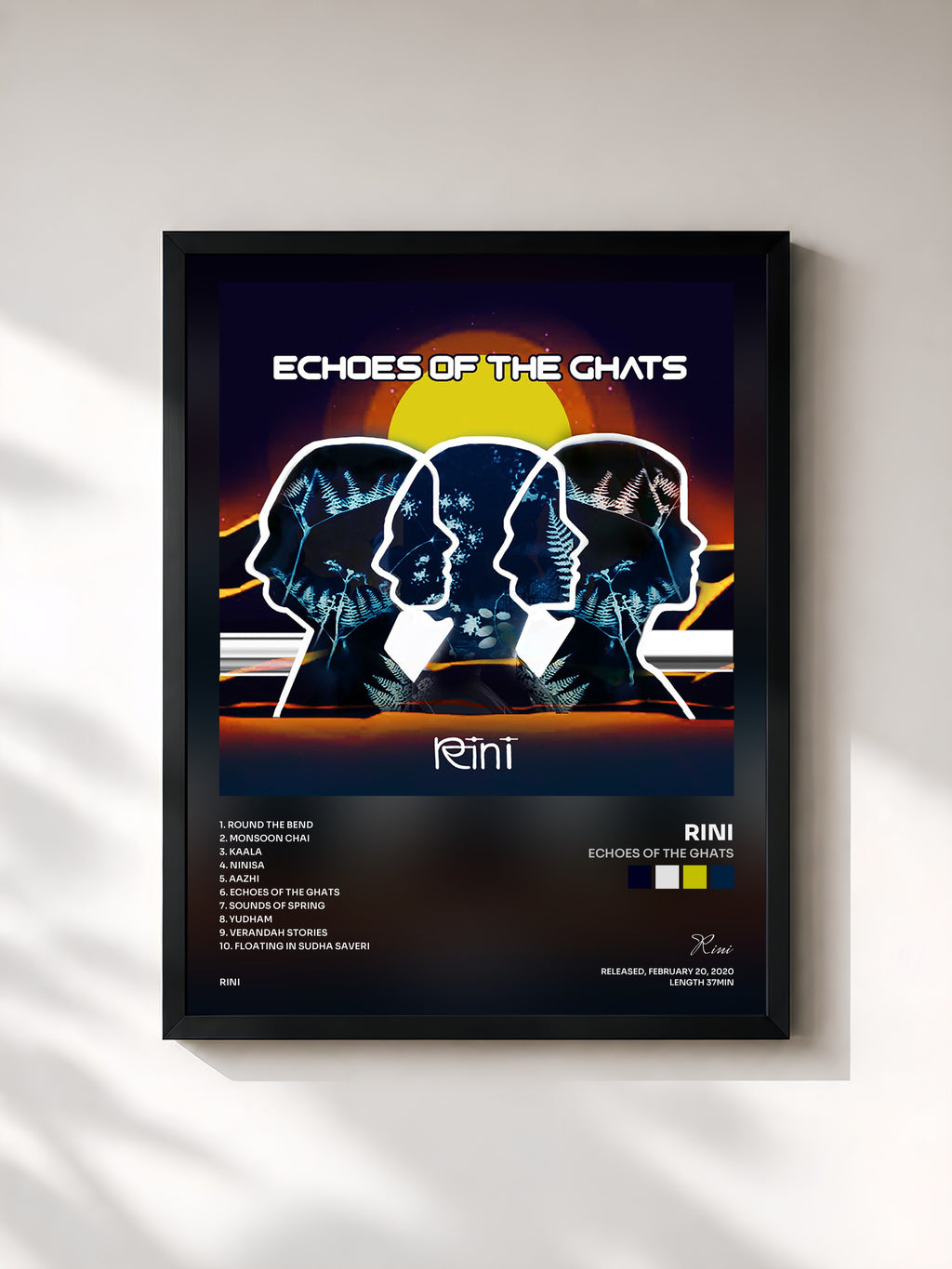 #noir Tableau de l'album Echoes of the Ghats de Rini, cadre noir, imprimé et encadré en France
