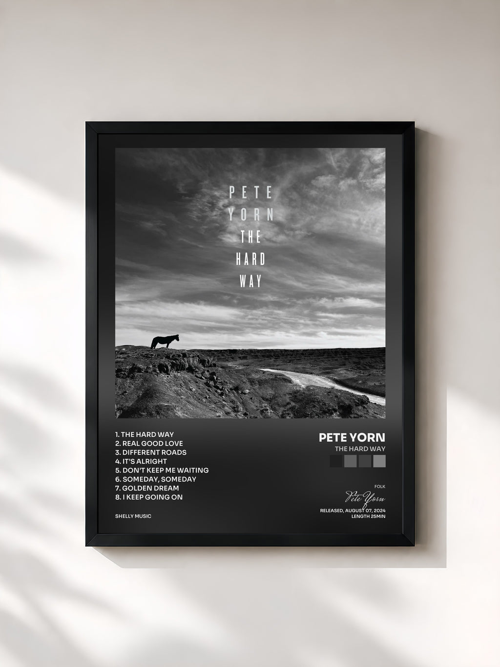 #noir Tableau de l'album The Hard Way de Pete Yorn, cadre noir, imprimé et encadré en France
