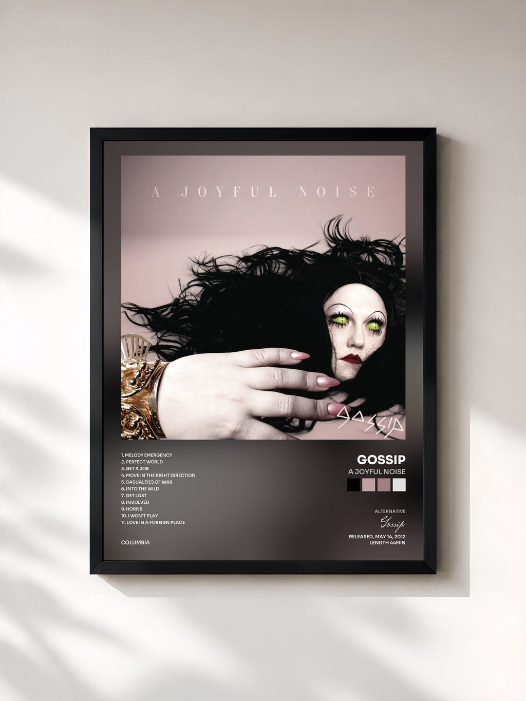 #noir Tableau de l'album A Joyful Noise de Gossip, cadre noir, imprimé et encadré en France