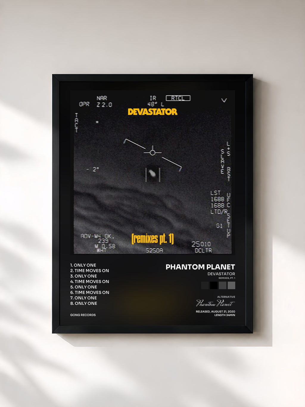 #noir Tableau de l'album Devastator (Remixes, Pt. 1) de Phantom Planet, cadre noir, imprimé et encadré en France