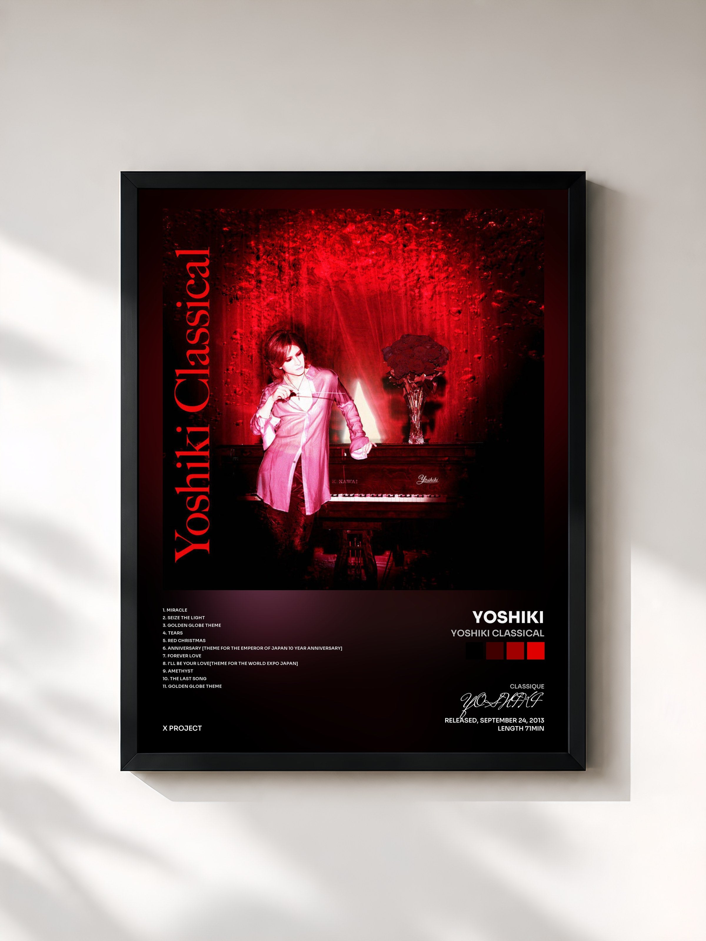 #noir Tableau de l'album Yoshiki Classical de YOSHIKI, cadre noir, imprimé et encadré en France