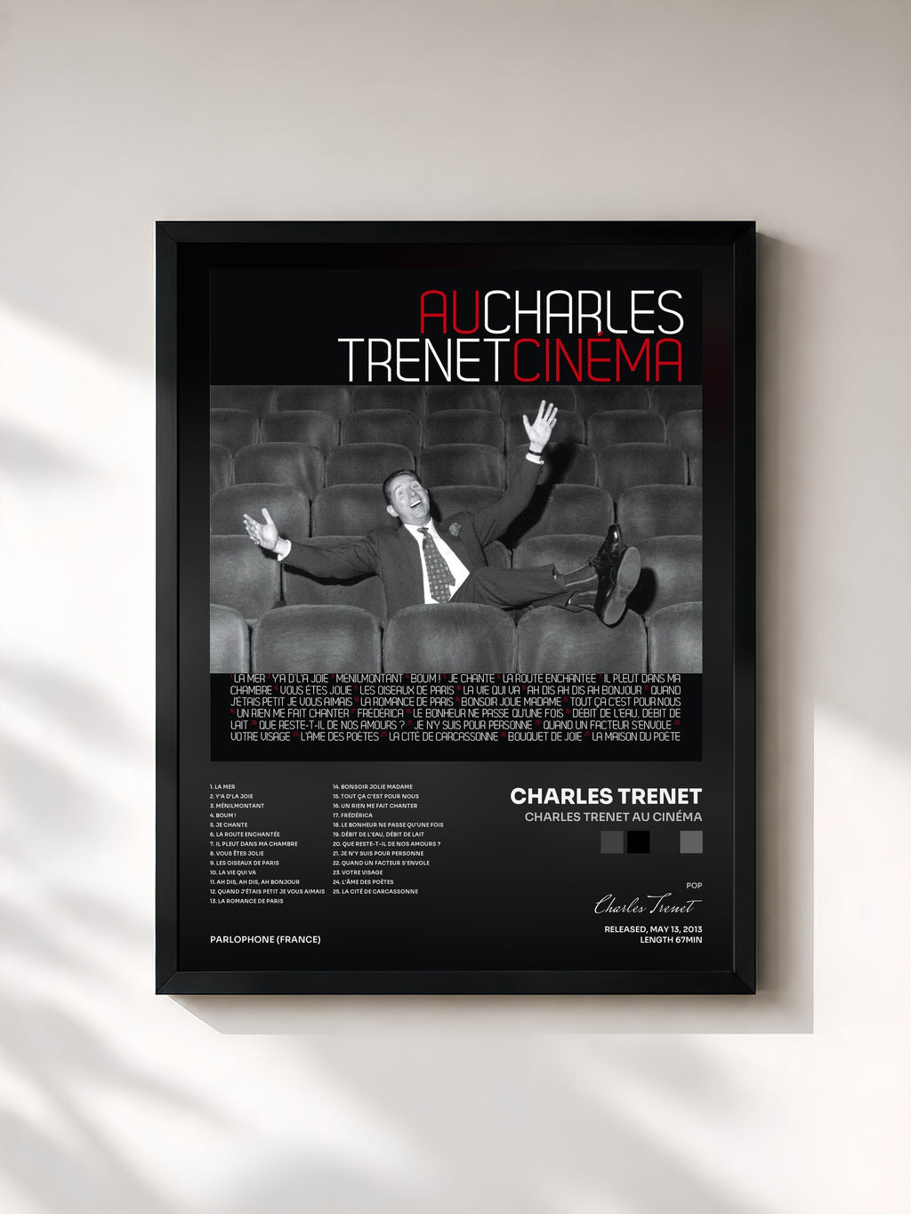 #noir Charles Trenet au Cinéma di Charles Trenet in stampa incorniciata, cornice nera, stampata e incorniciata in Francia