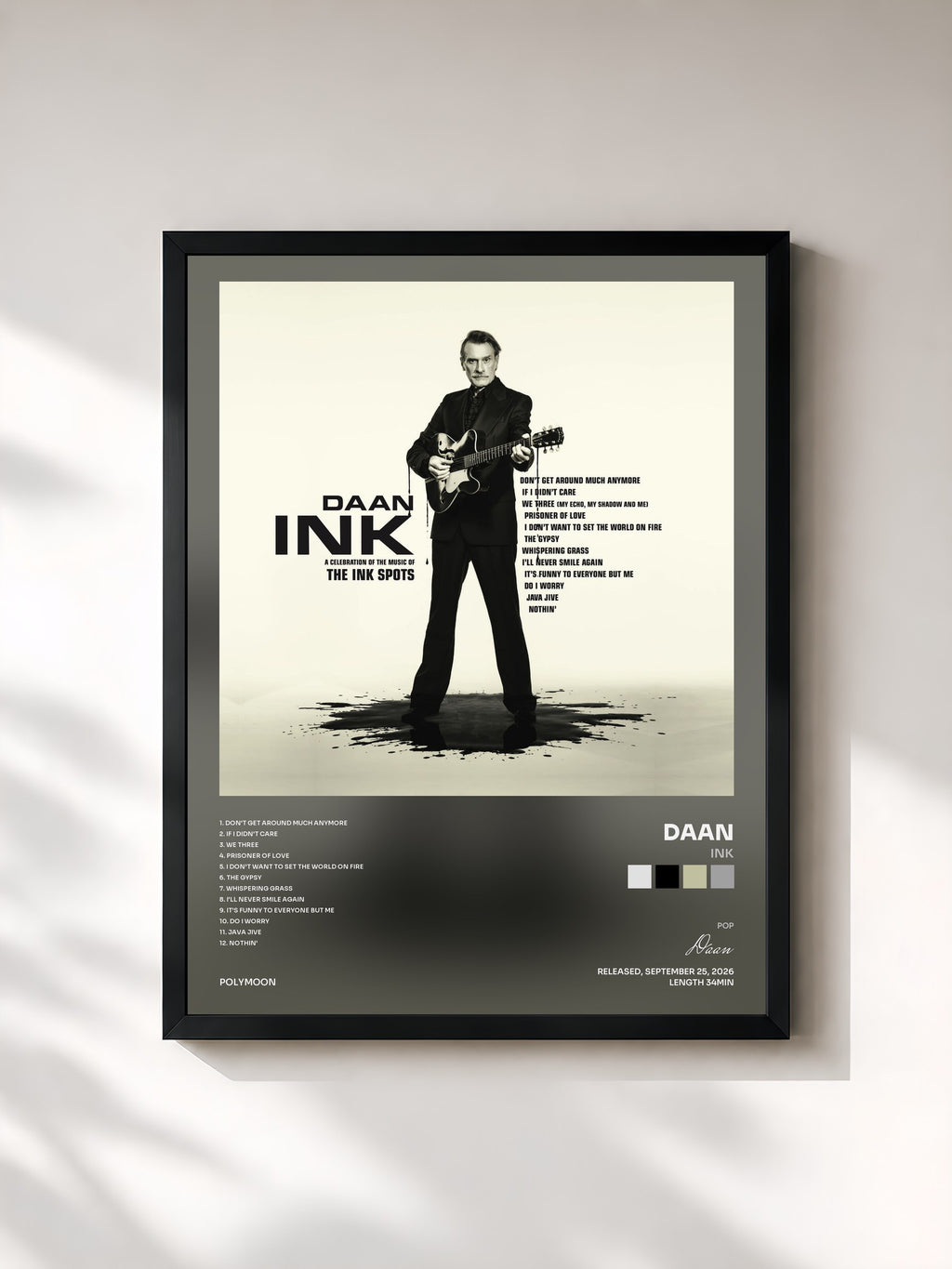 #noir Tableau de l'album INK de Daan, cadre noir, imprimé et encadré en France
