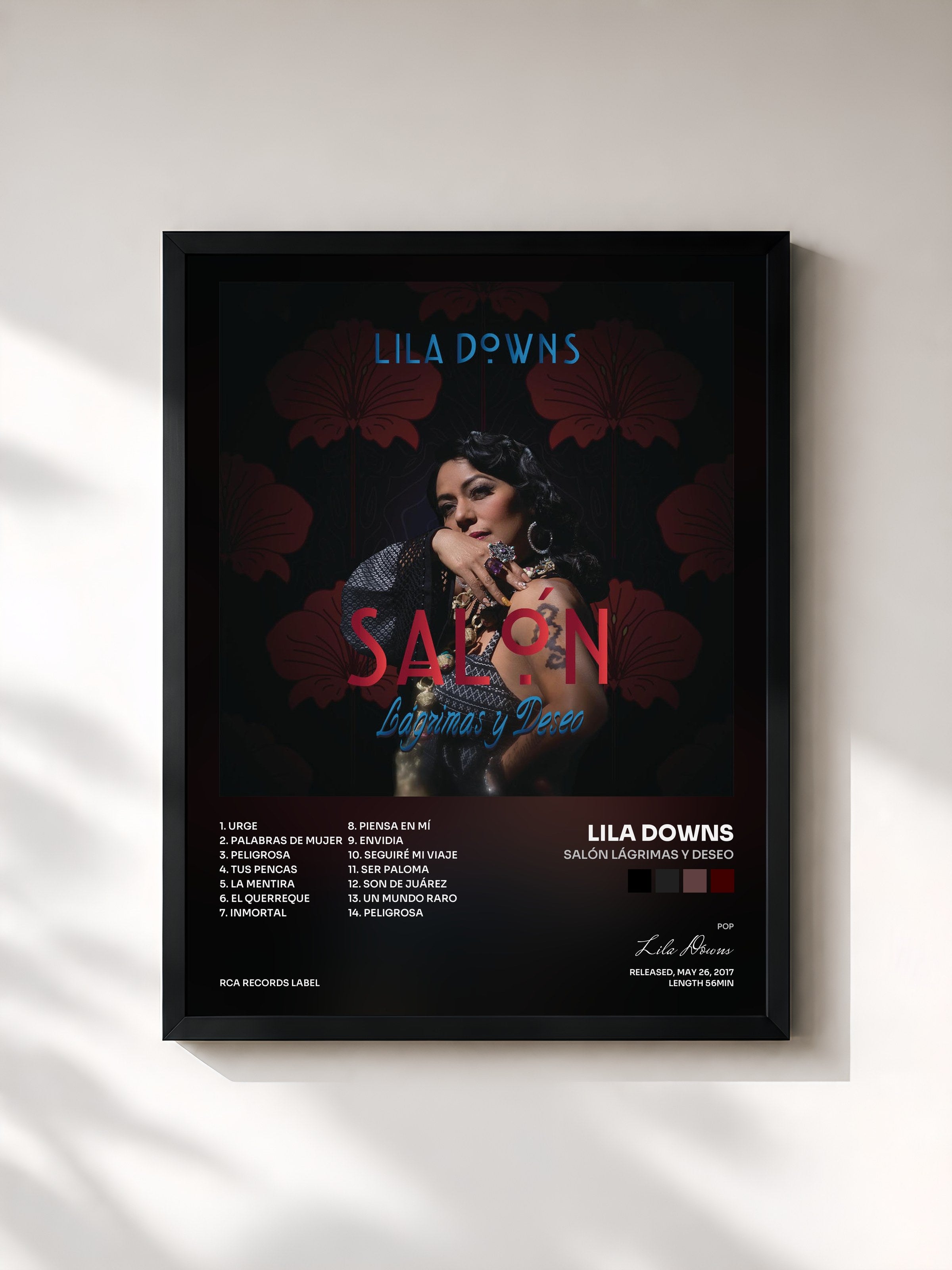 #noir Tableau de l'album Salón Lágrimas y Deseo de Lila Downs, cadre noir, imprimé et encadré en France