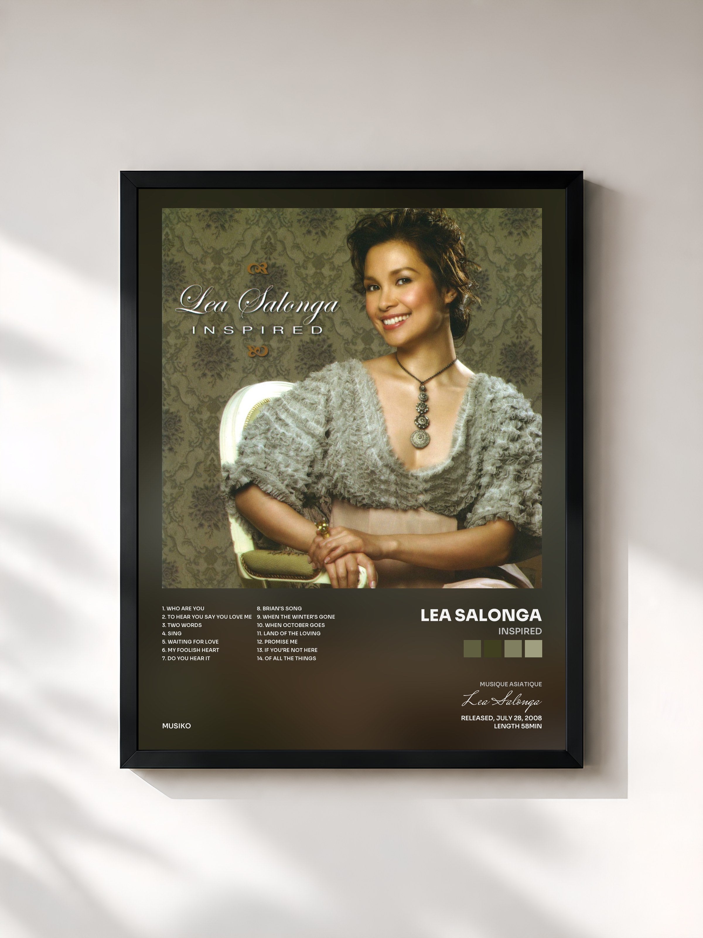 #noir Tableau de l'album Inspired de Lea Salonga, cadre noir, imprimé et encadré en France