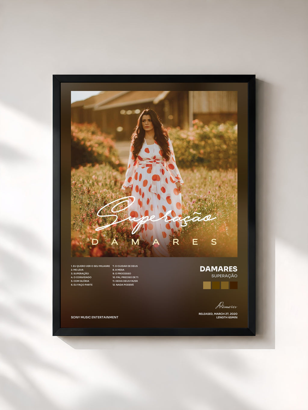 #noir Tableau de l'album Superação de Damares, cadre noir, imprimé et encadré en France