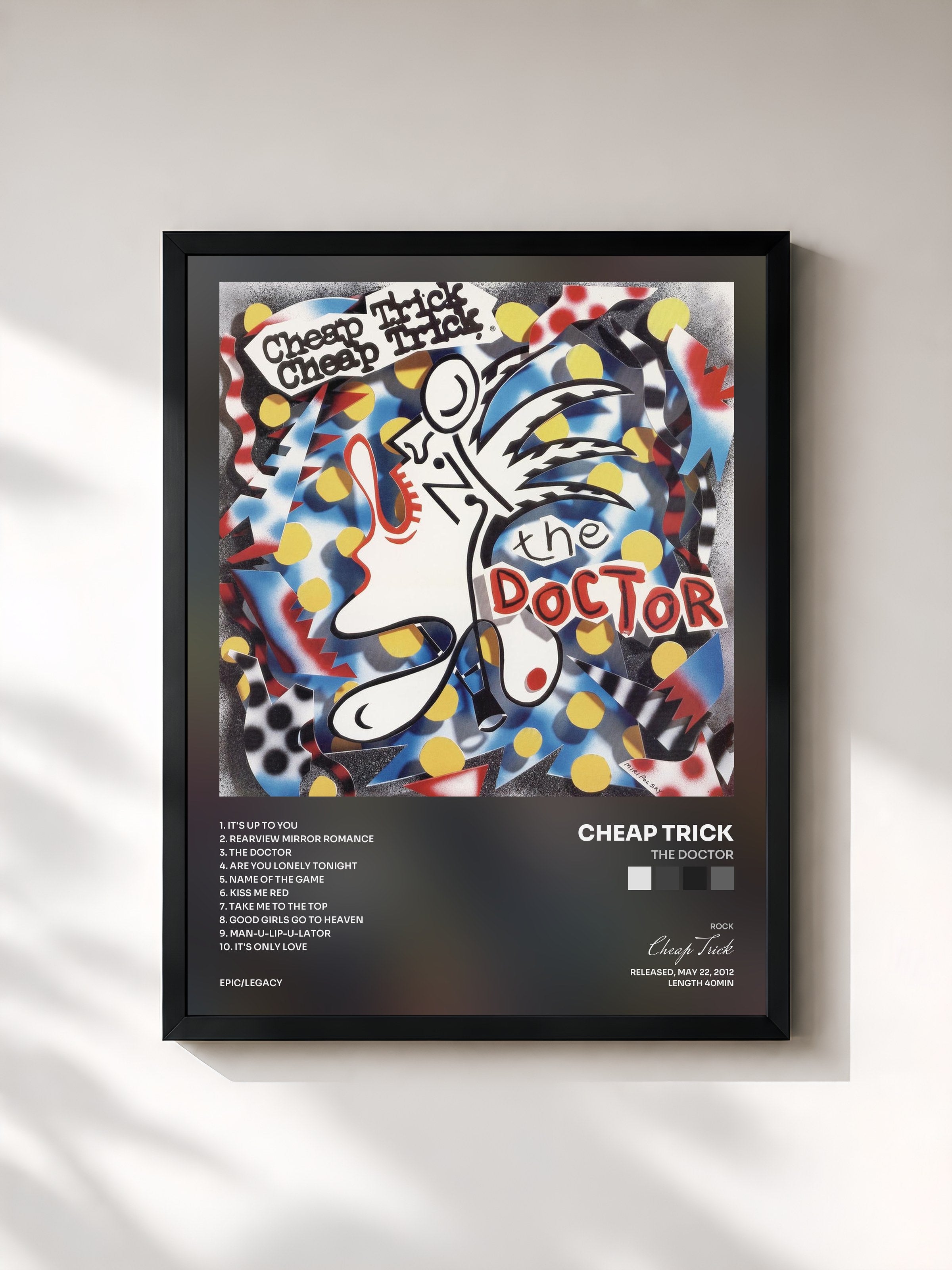 #noir Tableau de l'album The Doctor de Cheap Trick, cadre noir, imprimé et encadré en France