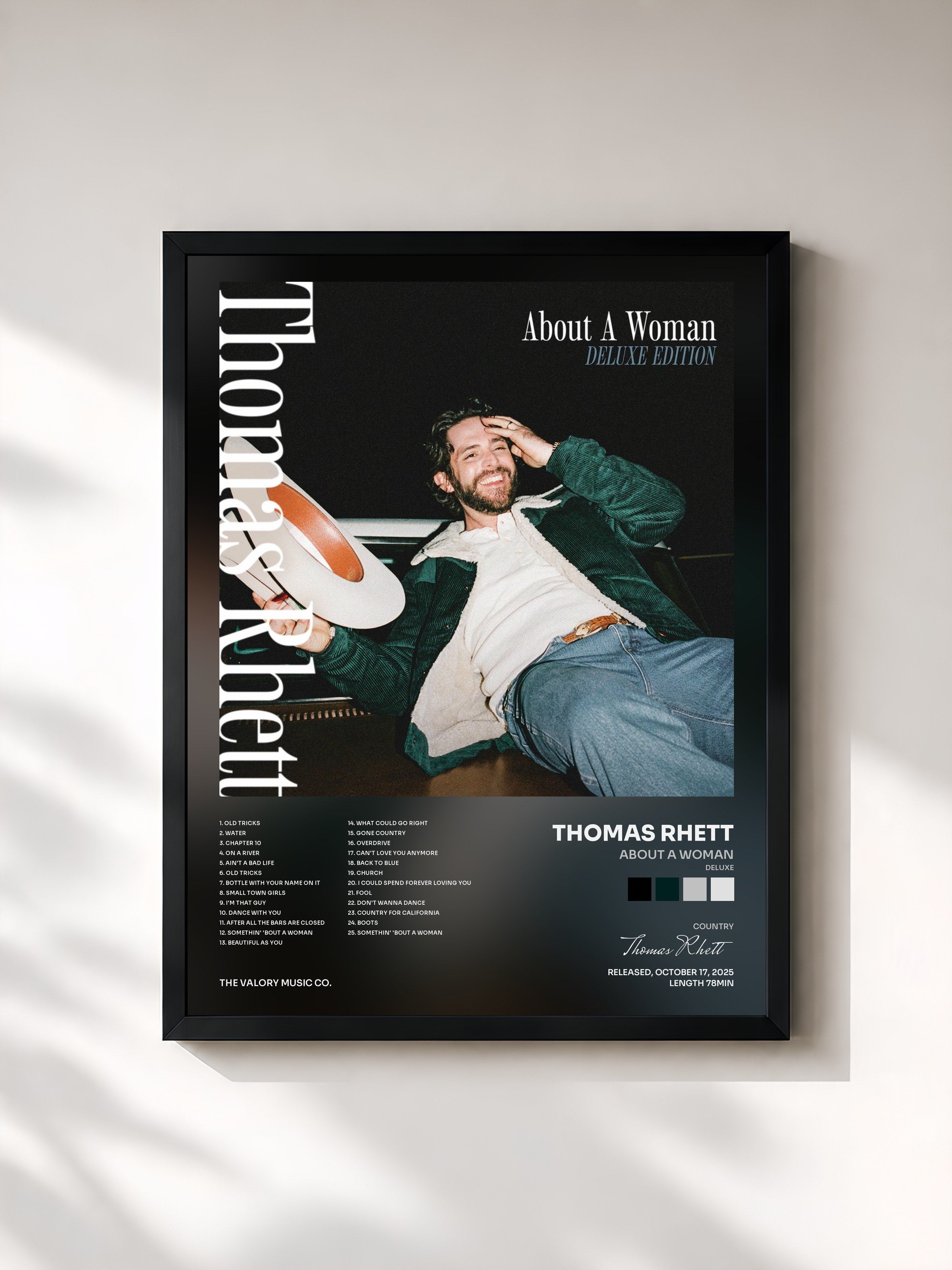 #noir Tableau de l'album About A Woman (Deluxe) de Thomas Rhett, cadre noir, imprimé et encadré en France