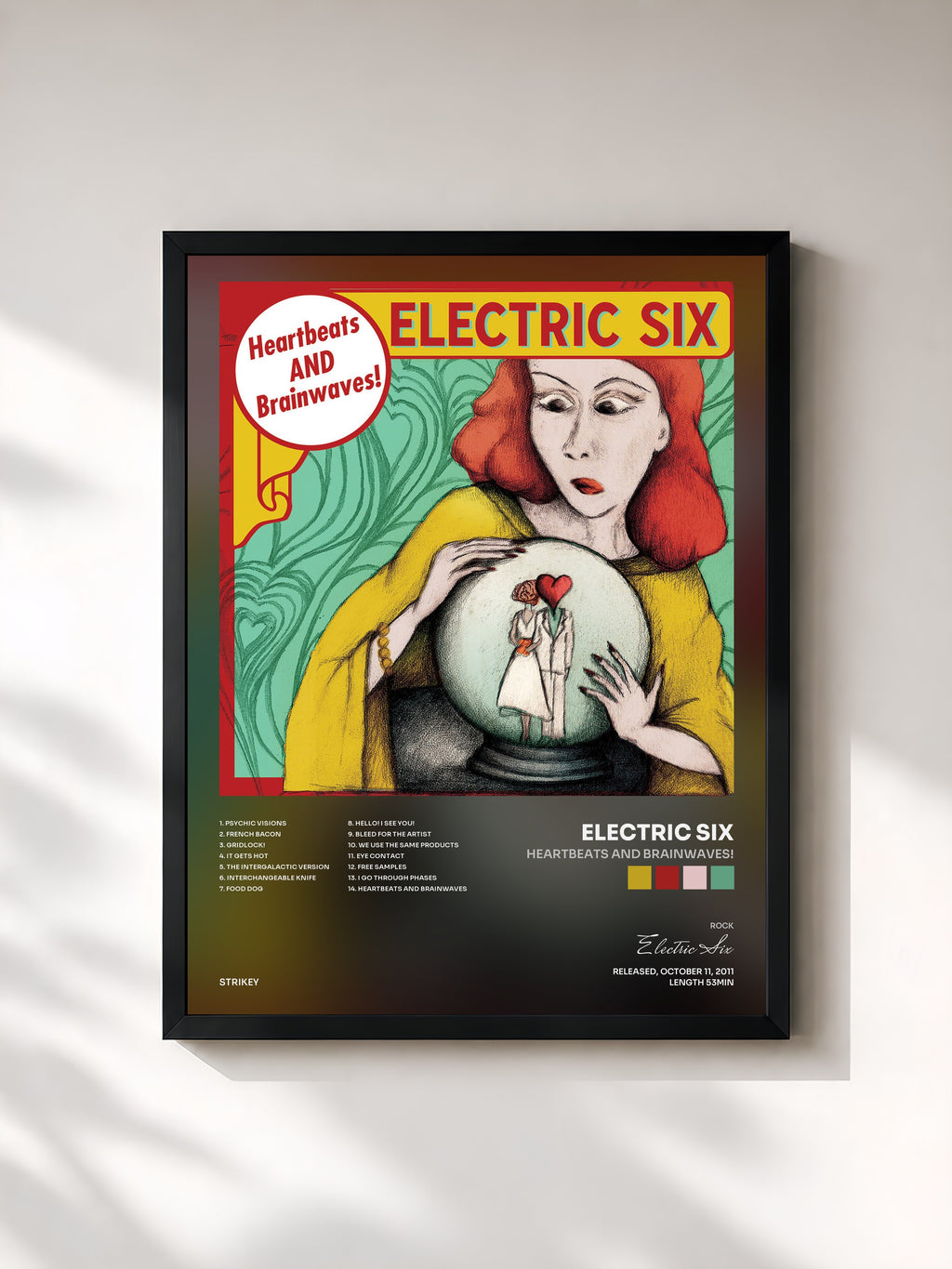 #noir Tableau de l'album Heartbeats and Brainwaves! de Electric Six, cadre noir, imprimé et encadré en France