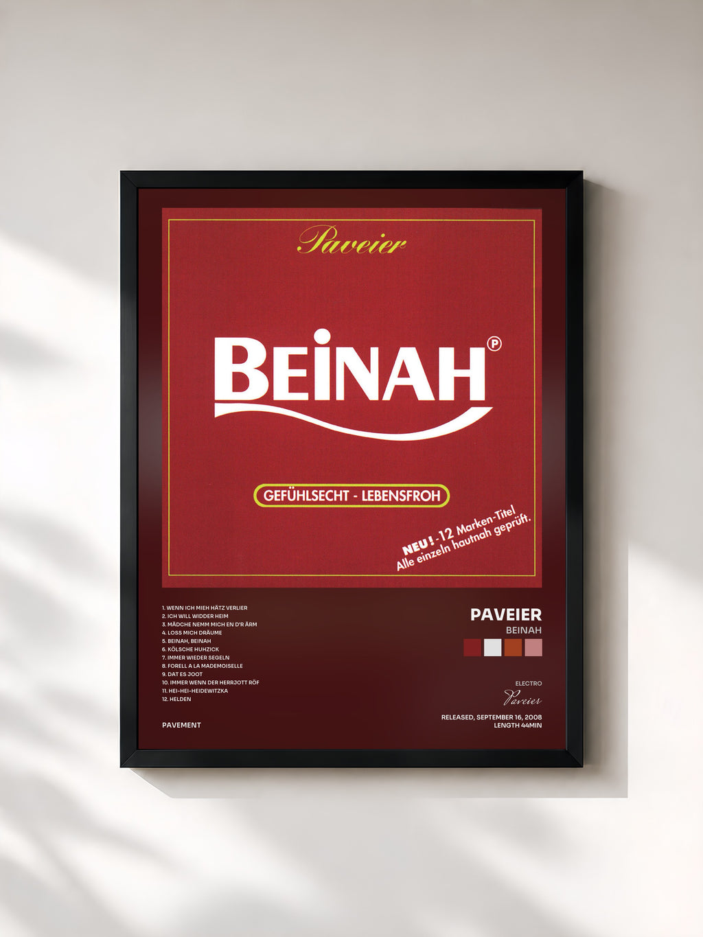 #noir Tableau de l'album Beinah de Paveier, cadre noir, imprimé et encadré en France