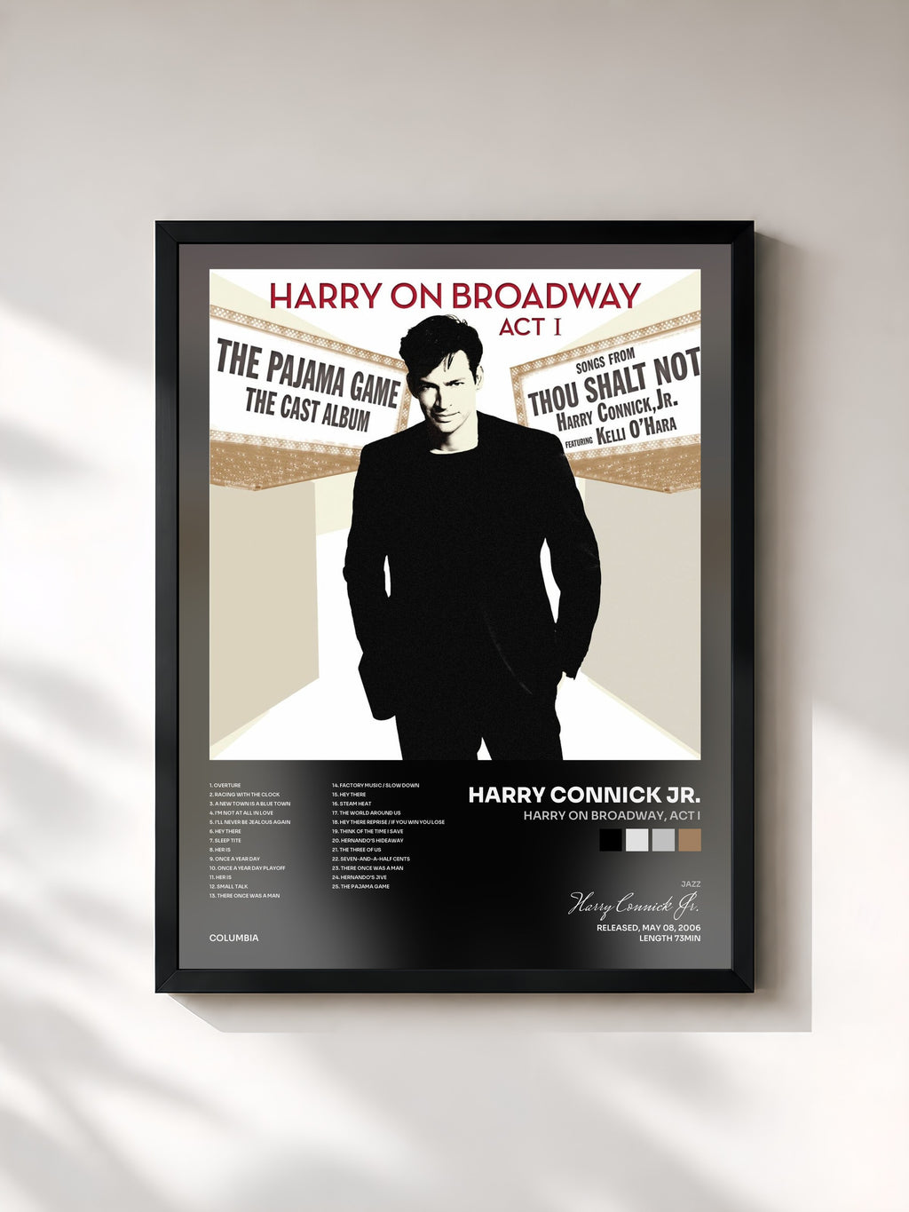 #noir Tableau de l'album Harry On Broadway, Act I de Harry Connick Jr., cadre noir, imprimé et encadré en France