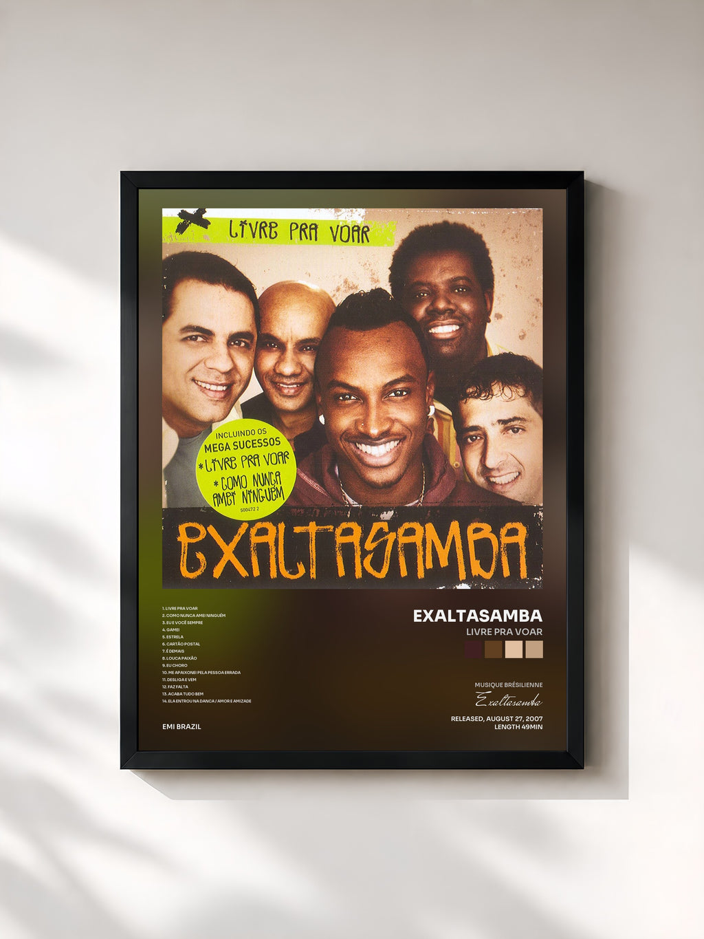#noir Tableau de l'album Livre Pra Voar de Exaltasamba, cadre noir, imprimé et encadré en France