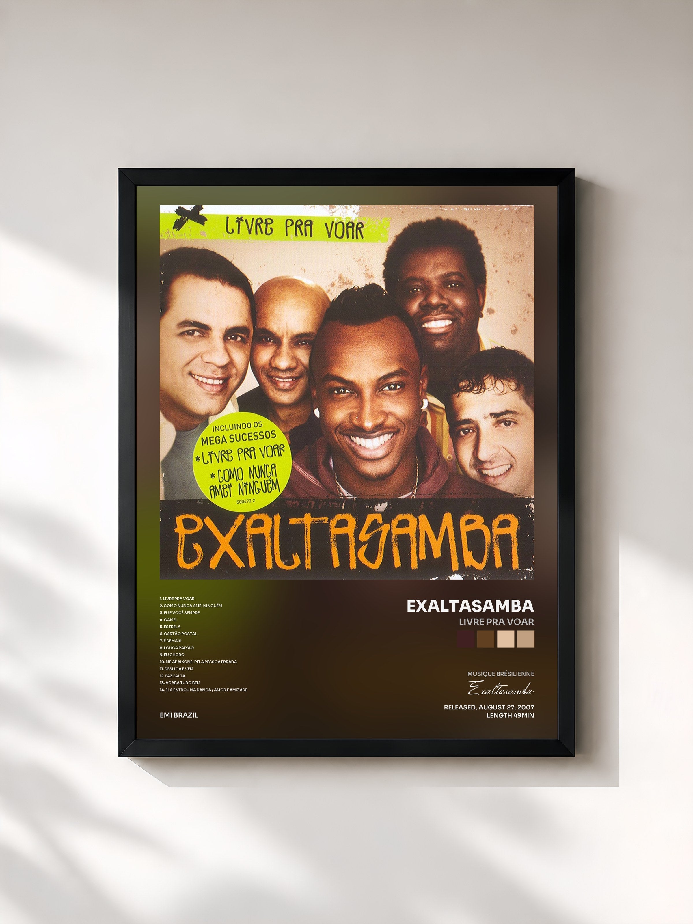 #noir Tableau de l'album Livre Pra Voar de Exaltasamba, cadre noir, imprimé et encadré en France