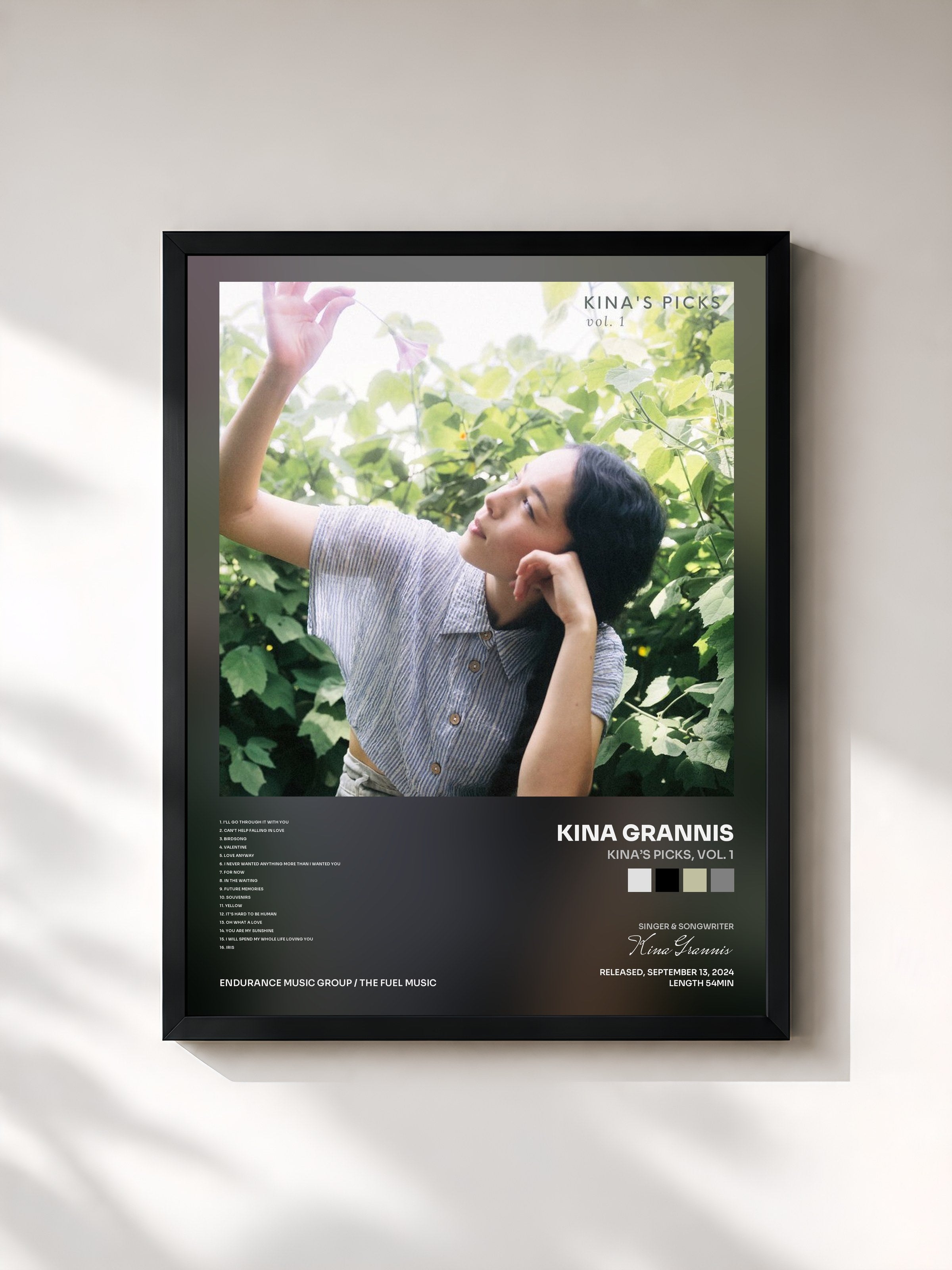#noir Tableau de l'album Kina’s Picks, Vol. 1 de Kina Grannis, cadre noir, imprimé et encadré en France