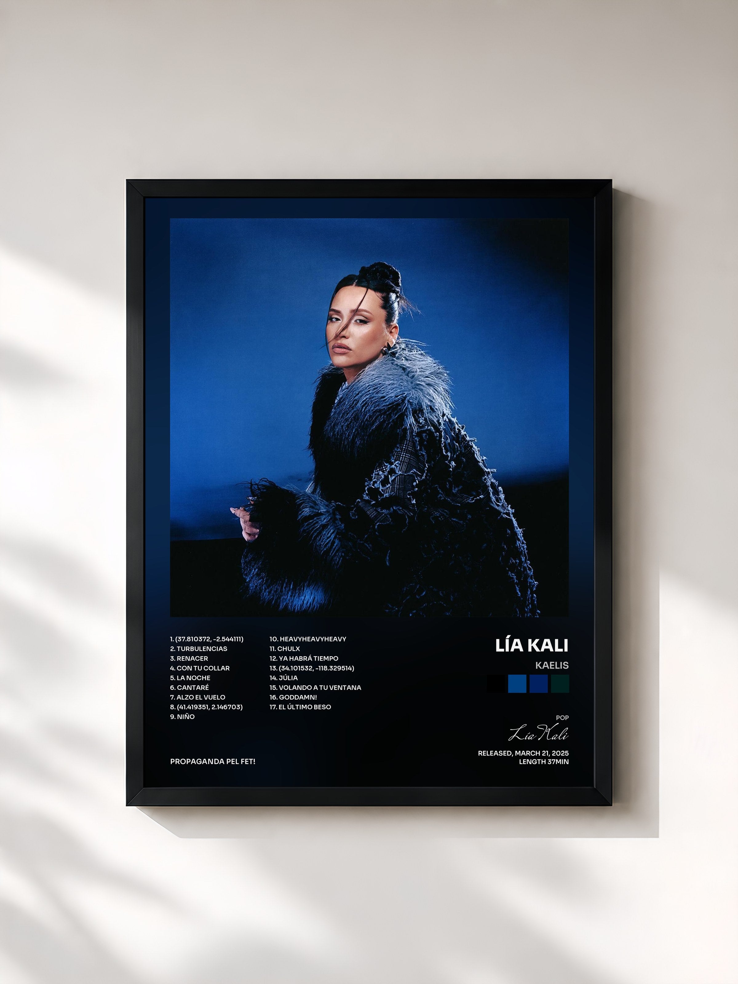 #noir Tableau de l'album Kaelis de Lía Kali, cadre noir, imprimé et encadré en France