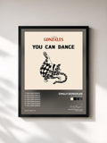 #noir Tableau de l'album You Can Dance de Chilly Gonzales, cadre noir, imprimé et encadré en France