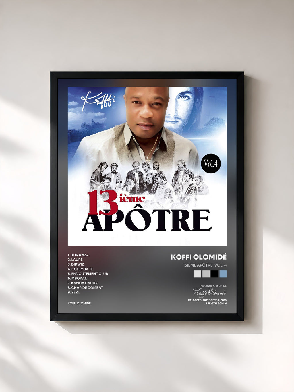 #noir Tableau de l'album 13ième apôtre, Vol. 4 de Koffi Olomidé, cadre noir, imprimé et encadré en France