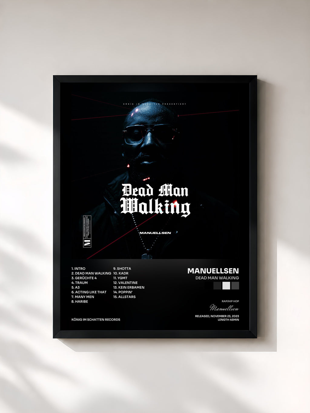 #noir Tableau de l'album DEAD MAN WALKING de Manuellsen, cadre noir, imprimé et encadré en France