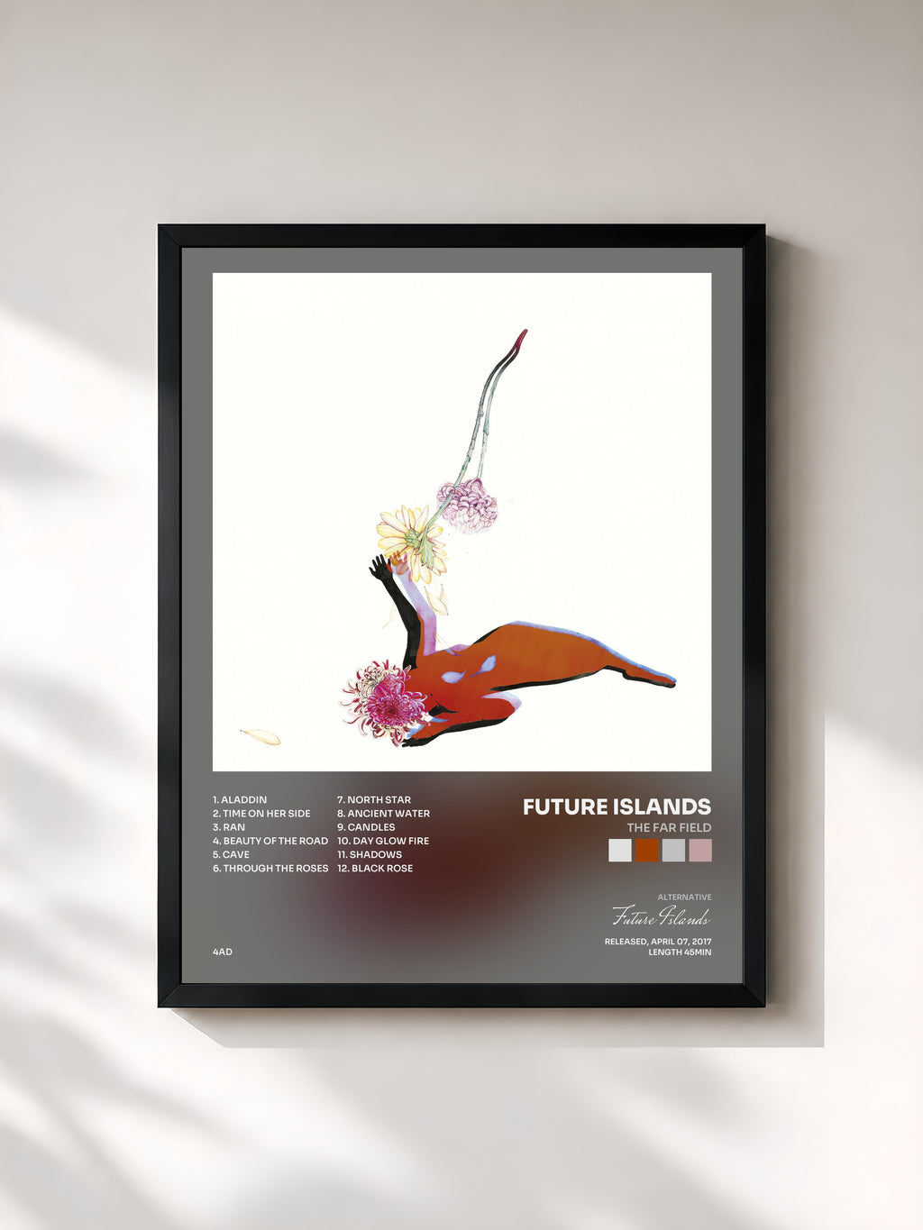#noir Tableau de l'album The Far Field de Future Islands, cadre noir, imprimé et encadré en France