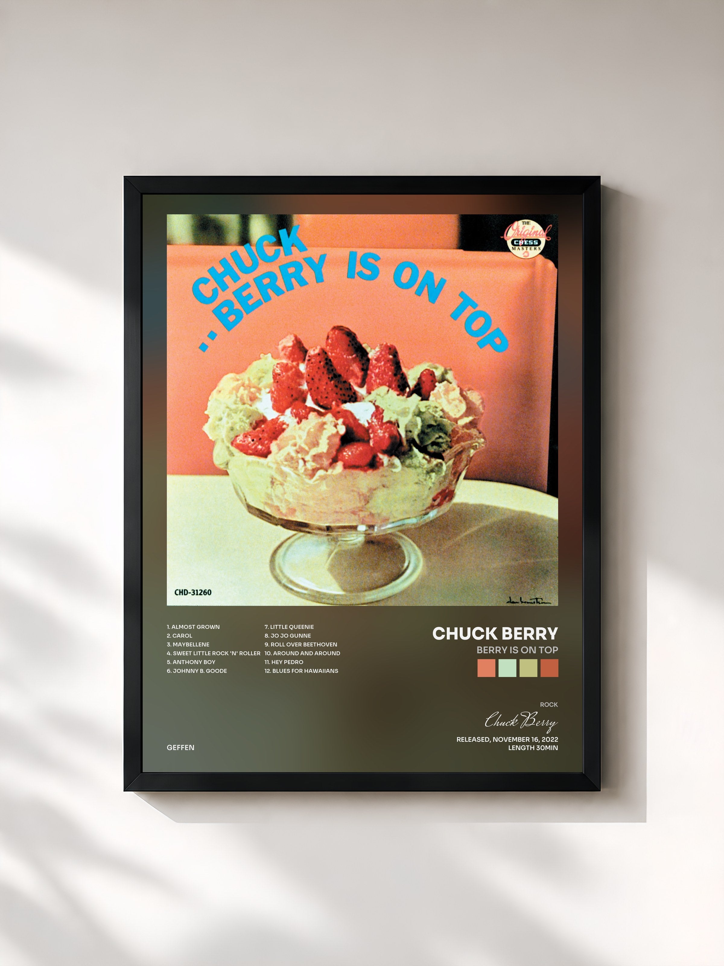 #noir Tableau de l'album Berry Is On Top de Chuck Berry, cadre noir, imprimé et encadré en France