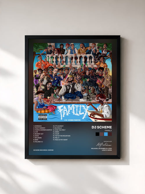 DJ Scheme · FAMILY — Affiche encadrée