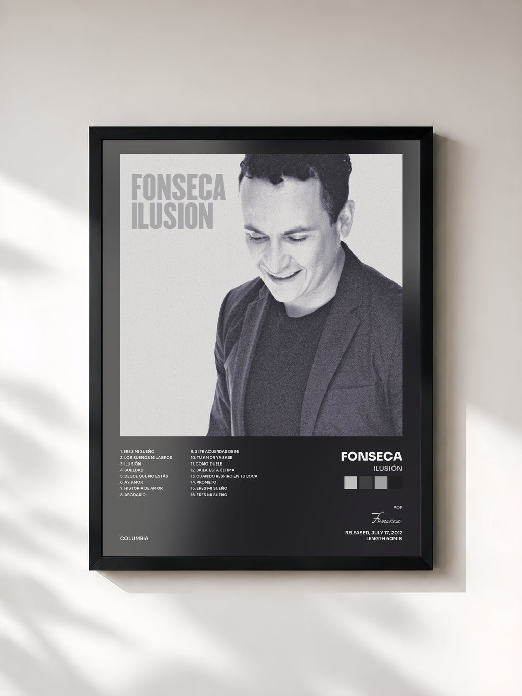 #noir Tableau de l'album Ilusión de Fonseca, cadre noir, imprimé et encadré en France