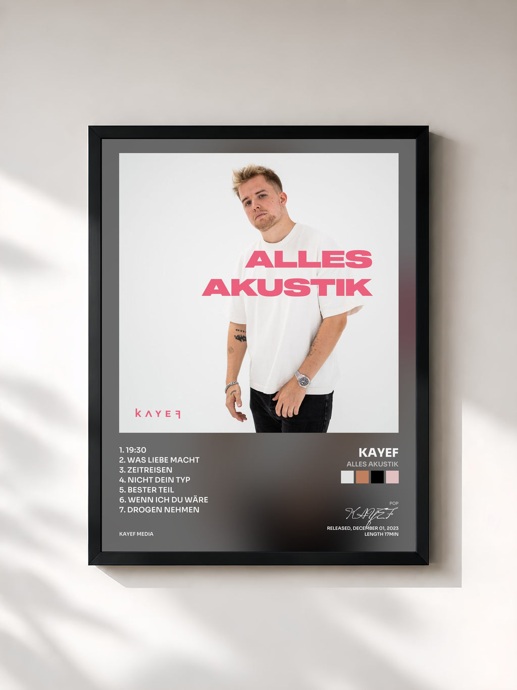 #noir Tableau de l'album ALLES AKUSTIK de KAYEF, cadre noir, imprimé et encadré en France