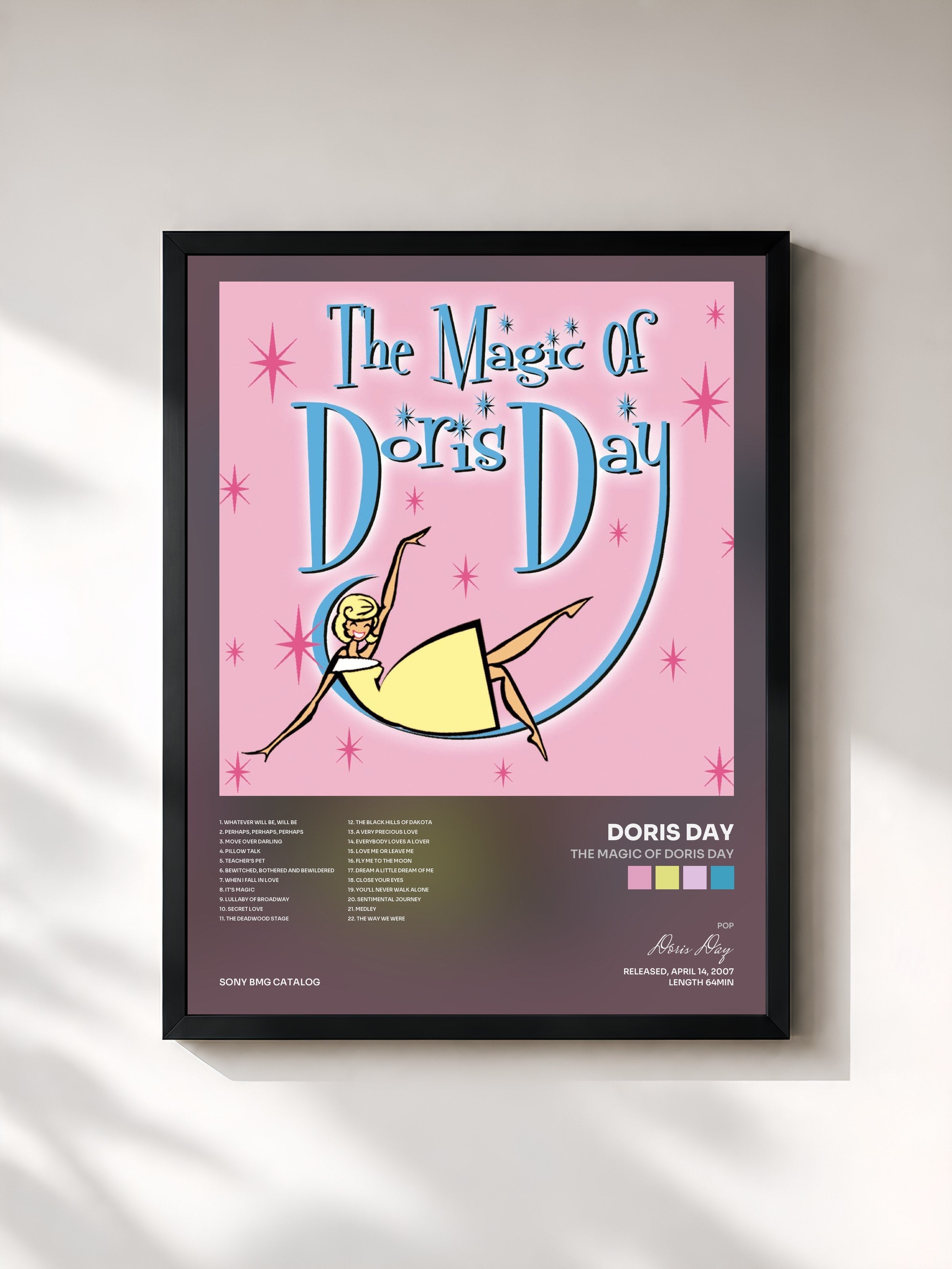 #noir Tableau de l'album The Magic Of Doris Day de Doris Day, cadre noir, imprimé et encadré en France