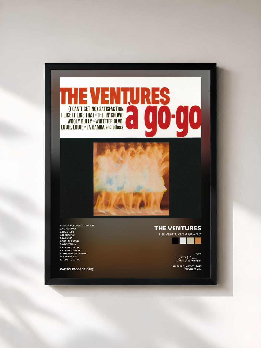 #noir Tableau de l'album The Ventures A Go-Go de The Ventures, cadre noir, imprimé et encadré en France